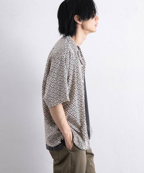 417 EDIFICE(フォーワンセブンエディフィス)の「プリントパターンオープンカラーシャツ(シャツ/ブラウス・メンズ・ブラック/ホワイト/ネイビー・MEDIUM/LARGE)」の4枚目の写真