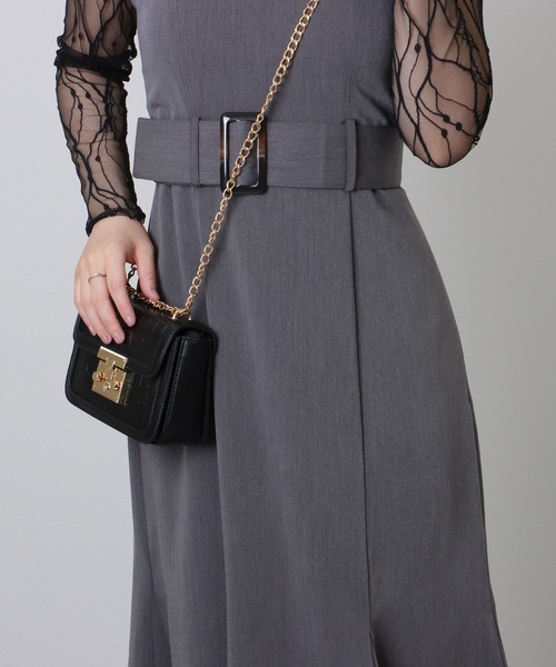 Lace Ladies(レースレディース)の「クロコ風 型押し スクエア ショルダーバッグ(ショルダーバッグ・レディース・ブラック/アイボリー/グレイッシュベージュ/ピンク/ミント・FREE)」の11枚目の写真