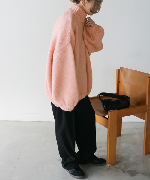 チ*ー様 モガ　ニットジャケット セール】ダブルボタンもっちもちニットジャケット（ノーカラー