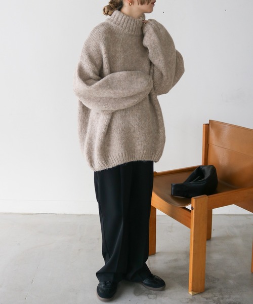 SLOW HANDS モヘヤウールハイネックニット PATY SLOW HANDS スローハンズ ニット セーター 長袖 ハイネック