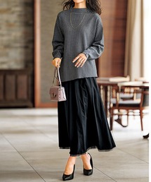 BELLUNA PLUS(ベルーナ)の幾何柄ジャカードニットセットアップ(アンサンブル)