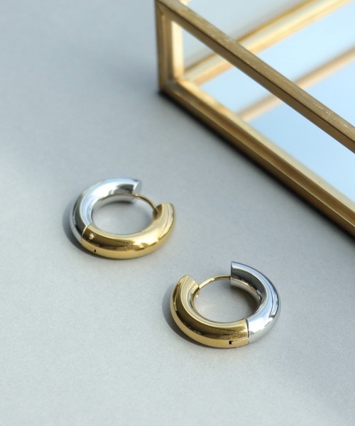 チャンキーフープコンビステンレスピアス（ピアス（両耳用））｜Three