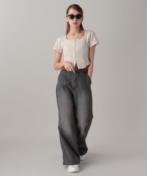 FOREVER 21（フォーエバー トゥエンティーワン）の「【2024FW】ワイドデニム（デニムパンツ・レディース・ブラック/ライトブルー・SMALL/MEDIUM/LARGE）」の16枚目の写真