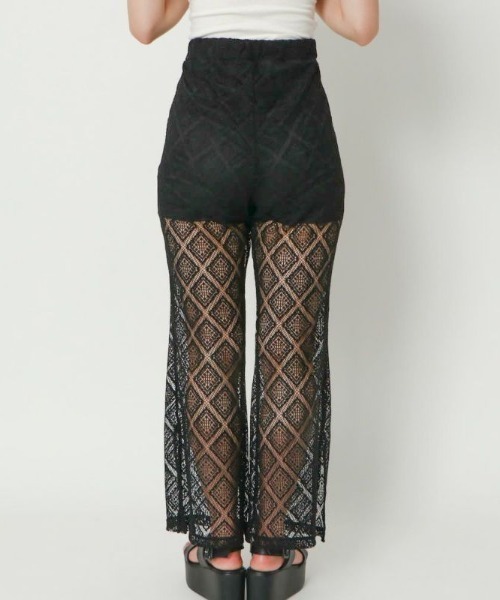GORGE(ゴージ)の「《透け感レース×美脚フレア》レディース ラッセルレース パンツ 体型カバー 春夏秋(その他パンツ・レディース・ブラック/オフホワイト・F)」の7枚目の写真