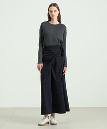美品✨ BACCA ストライプ ギャバ ラップ ロング スカート WEB先行予約】ストライプギャバ ラップロングスカート（スカート