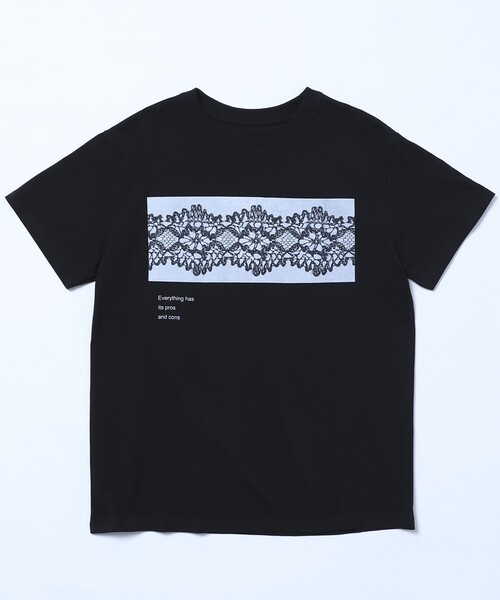 Firsthand（ファーストハンド）の「Firsthand/ファーストハンド オーガニックコットンレースフォトTシャツ / フロントデザインTシャツ / プリントTシャツ（Tシャツ/カットソー・レディース・ブラック/ホワイト/ネイビー・FREE）」の5枚目の写真