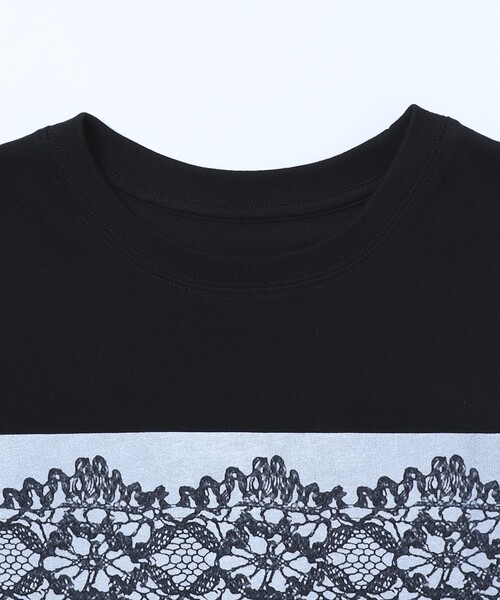 Firsthand（ファーストハンド）の「Firsthand/ファーストハンド オーガニックコットンレースフォトTシャツ / フロントデザインTシャツ / プリントTシャツ（Tシャツ/カットソー・レディース・ブラック/ホワイト/ネイビー・FREE）」の6枚目の写真