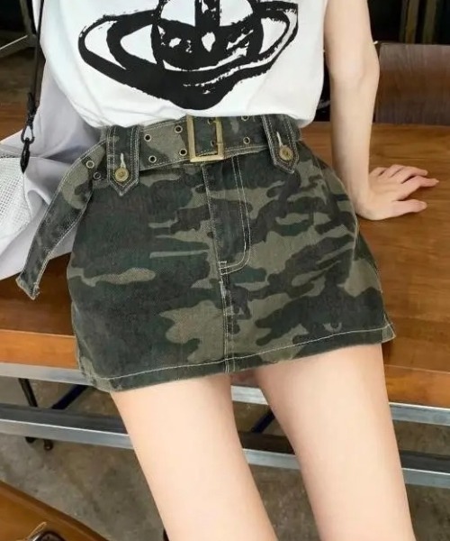 Achic(アシック)の「迷彩柄サマースタンダードハイウェスト(スカート・レディース・ブラック/ブラウン/カーキ/ブルー/ブラック系・L/M/S)」の17枚目の写真