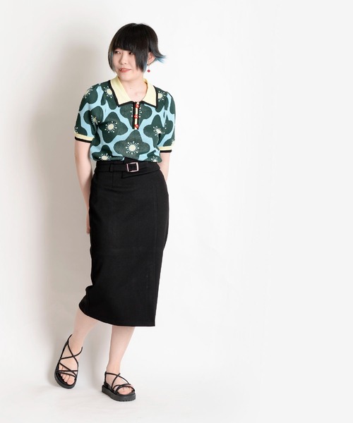 MARAI(マーライ)の「ベルトデザイン タイトスカート ストレート ツイル ミモレ丈(スカート・レディース・ブラック・X-LARGE/XX-LARGE/LARGE/MEDIUM)」の13枚目の写真