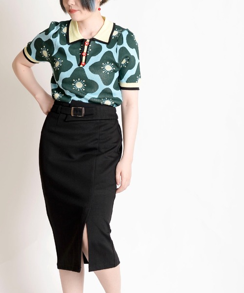MARAI(マーライ)の「ベルトデザイン タイトスカート ストレート ツイル ミモレ丈(スカート・レディース・ブラック・X-LARGE/XX-LARGE/LARGE/MEDIUM)」の14枚目の写真