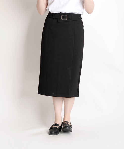 MARAI(マーライ)の「ベルトデザイン タイトスカート ストレート ツイル ミモレ丈(スカート・レディース・ブラック・X-LARGE/XX-LARGE/LARGE/MEDIUM)」の3枚目の写真