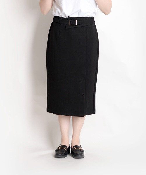 MARAI(マーライ)の「ベルトデザイン タイトスカート ストレート ツイル ミモレ丈(スカート・レディース・ブラック・X-LARGE/XX-LARGE/LARGE/MEDIUM)」の4枚目の写真