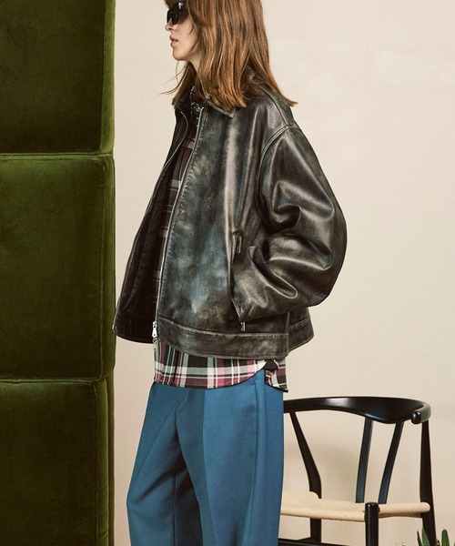 メゾンスペシャル シープレザープライムオーバーシングルライダージャケット UNISEX》Sheep Leather Single Riders Collared Jacket/シープ