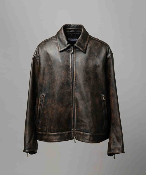 【極美品】メゾンスペシャル　シープレザープライムオーバーシングルライダー UNISEX》Sheep Leather Single Riders Collared Jacket/シープ