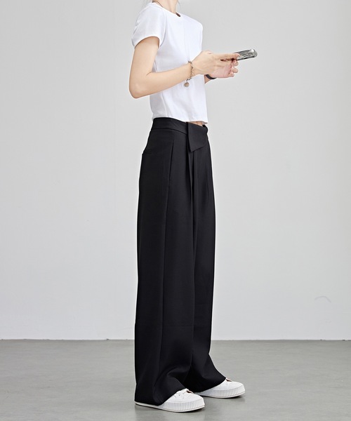 Lace Ladies(レースレディース)の「ハイウエスト ワイド タック パンツ(スラックス・レディース・ブラック/ブラウン・G/H/J/N/O/Q/T/U/W)」の18枚目の写真