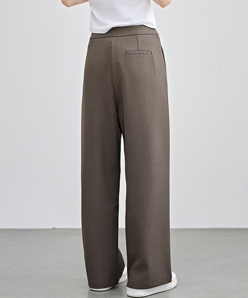 ワイドパンツ タックパンツ ウエストレース B3519 タックワイドパンツ