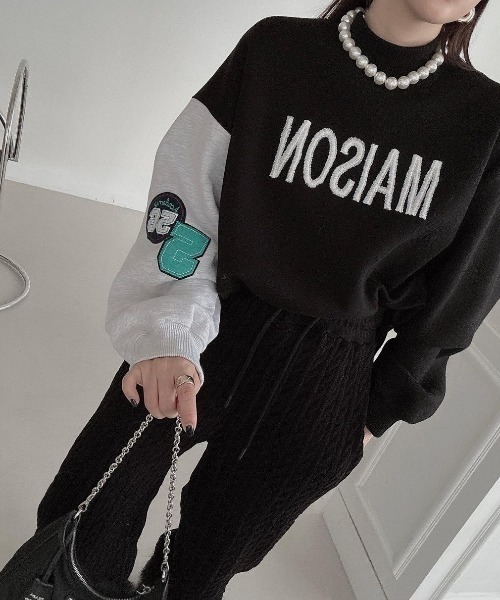 【セール】プチハイネック刺繍ロゴスウェットトップス（Tシャツ/カットソー）｜N.s（エヌドットエス）