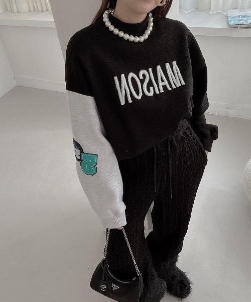 【セール】プチハイネック刺繍ロゴスウェットトップス（Tシャツ/カットソー）｜N.s（エヌドットエス）