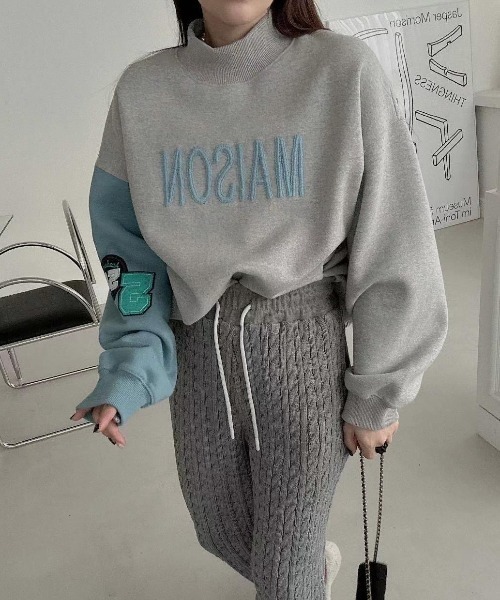 【セール】プチハイネック刺繍ロゴスウェットトップス（Tシャツ/カットソー）｜N.s（エヌドットエス）