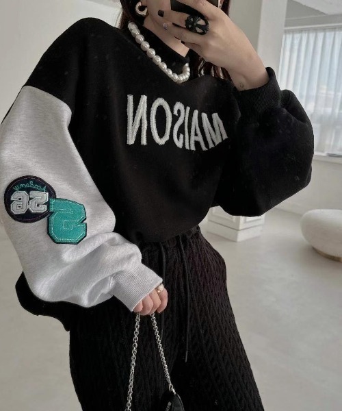【セール】プチハイネック刺繍ロゴスウェットトップス（Tシャツ/カットソー）｜N.s（エヌドットエス）