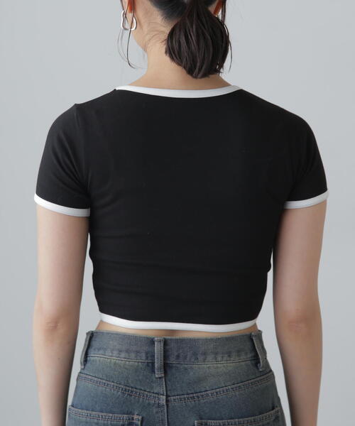 FREE'S MART(フリーズマート)の「ショート丈リンガーTシャツ(Tシャツ/カットソー・レディース・ブラック/ホワイト・FREE)」の20枚目の写真