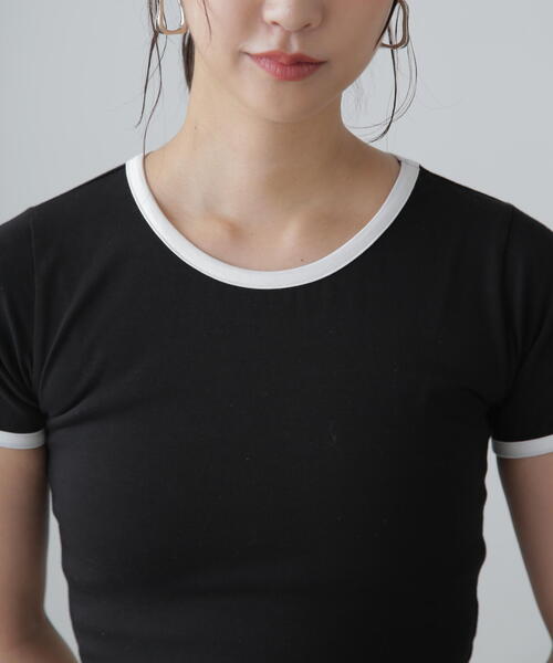 FREE'S MART(フリーズマート)の「ショート丈リンガーTシャツ(Tシャツ/カットソー・レディース・ブラック/ホワイト・FREE)」の21枚目の写真