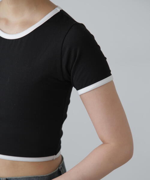 FREE'S MART(フリーズマート)の「ショート丈リンガーTシャツ(Tシャツ/カットソー・レディース・ブラック/ホワイト・FREE)」の22枚目の写真