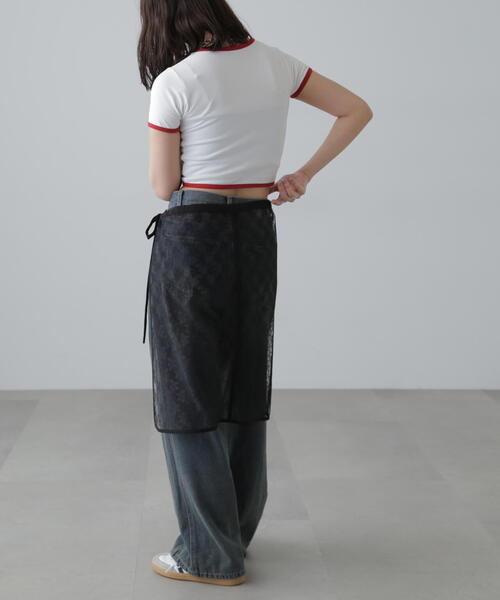 FREE'S MART(フリーズマート)の「ショート丈リンガーTシャツ(Tシャツ/カットソー・レディース・ブラック/ホワイト・FREE)」の9枚目の写真