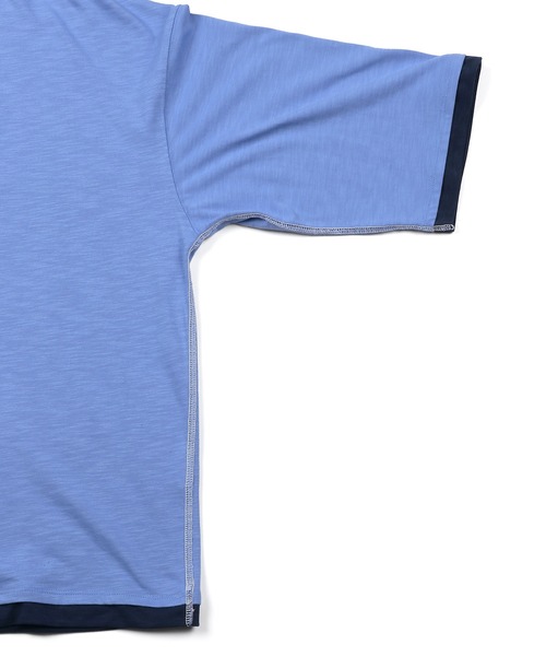 The DUFFER of ST.GEORGE（ザダファーオブセントジョージ）の「「AIR FLEX」3/4 SLEEVE LAYERED TEE：高収縮機能素材「エアフレックス」レイヤード 7分袖TEE（Tシャツ/カットソー・メンズ・ブルー/グレー/ミント・SMALL/MEDIUM/LARGE/X-LARGE）」の18枚目の写真