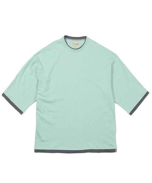 The DUFFER of ST.GEORGE（ザダファーオブセントジョージ）の「「AIR FLEX」3/4 SLEEVE LAYERED TEE：高収縮機能素材「エアフレックス」レイヤード 7分袖TEE（Tシャツ/カットソー・メンズ・ブルー/グレー/ミント・SMALL/MEDIUM/LARGE/X-LARGE）」の13枚目の写真