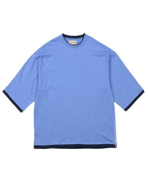 The DUFFER of ST.GEORGE（ザダファーオブセントジョージ）の「「AIR FLEX」3/4 SLEEVE LAYERED TEE：高収縮機能素材「エアフレックス」レイヤード 7分袖TEE（Tシャツ/カットソー・メンズ・ブルー/グレー/ミント・SMALL/MEDIUM/LARGE/X-LARGE）」の14枚目の写真