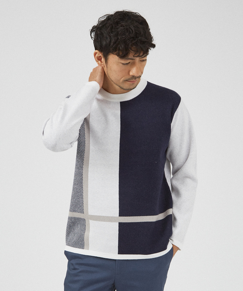 パネル切替】カシミヤタッチ ジャガード ニット（ニット