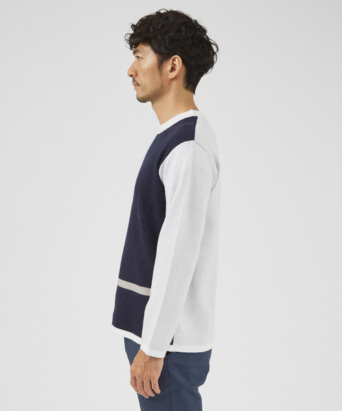 ABAHOUSE GRAY(アバハウスグレイ)の「【パネル切替】カシミヤタッチ ジャガード ニット(ニット/セーター・メンズ・ホワイト/グレイッシュベージュ/ブラック・48/46)」の6枚目の写真