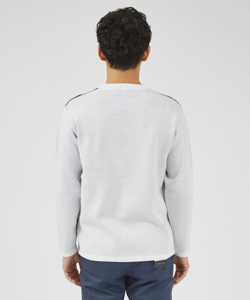 ABAHOUSE GRAY(アバハウスグレイ)の「【パネル切替】カシミヤタッチ ジャガード ニット(ニット/セーター・メンズ・ホワイト/グレイッシュベージュ/ブラック・48/46)」の7枚目の写真