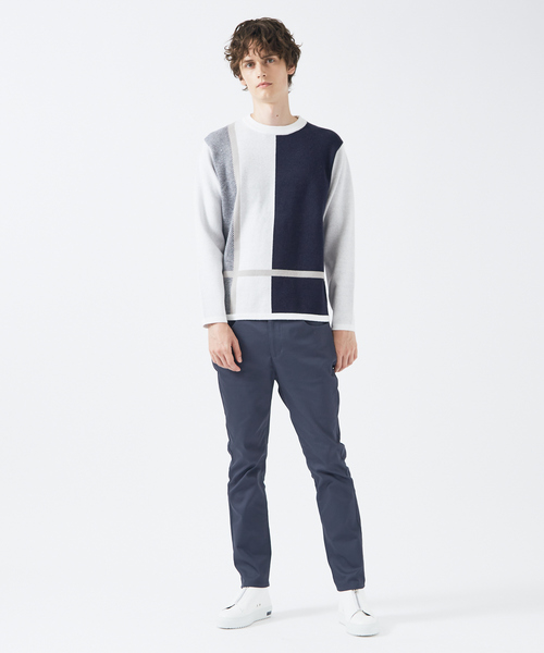 ABAHOUSE GRAY(アバハウスグレイ)の「【パネル切替】カシミヤタッチ ジャガード ニット(ニット/セーター・メンズ・ホワイト/グレイッシュベージュ/ブラック・48/46)」の12枚目の写真