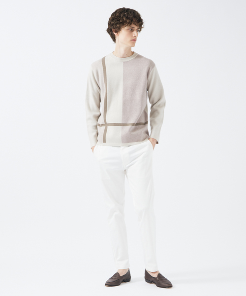 ABAHOUSE GRAY(アバハウスグレイ)の「【パネル切替】カシミヤタッチ ジャガード ニット(ニット/セーター・メンズ・ホワイト/グレイッシュベージュ/ブラック・48/46)」の15枚目の写真