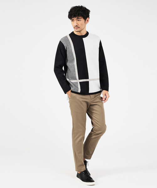 ABAHOUSE GRAY(アバハウスグレイ)の「【パネル切替】カシミヤタッチ ジャガード ニット(ニット/セーター・メンズ・ホワイト/グレイッシュベージュ/ブラック・48/46)」の18枚目の写真