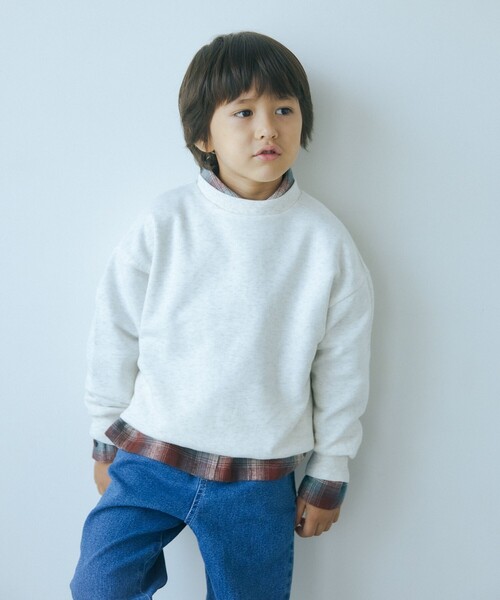 green label relaxing（グリーンレーベルリラクシング）の「TJ 裏毛 クルーネック プルオーバー / トレーナー / キッズ  100cm-130cm（スウェット・キッズ・ナチュラル/ライトブルー/ブラック/ワインレッド・120cm/130cm/100cm/110cm）」の3枚目の写真