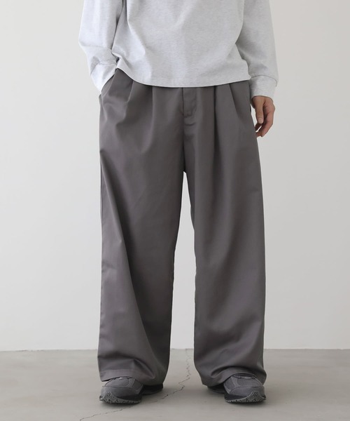 n'OrLABEL(ノアールレーベル)の「ツイルワイドパンツ(スラックス・メンズ・ブラック/グレー・M/L)」の3枚目の写真
