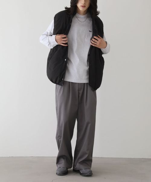 n'OrLABEL(ノアールレーベル)の「ツイルワイドパンツ(スラックス・メンズ・ブラック/グレー・M/L)」の6枚目の写真