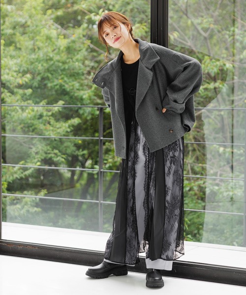 mysty woman（ミスティウーマン）の「フレアカフスリブニットプルオーバー 152818（ニット/セーター・レディース・オフホワイト/ブラック/ライトグレー・FREE）」の4枚目の写真