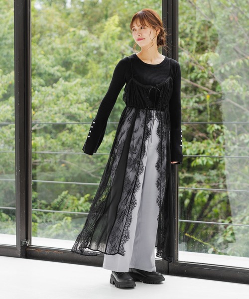 mysty woman（ミスティウーマン）の「フレアカフスリブニットプルオーバー 152818（ニット/セーター・レディース・オフホワイト/ブラック/ライトグレー・FREE）」の5枚目の写真