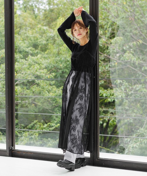 mysty woman（ミスティウーマン）の「フレアカフスリブニットプルオーバー 152818（ニット/セーター・レディース・オフホワイト/ブラック/ライトグレー・FREE）」の6枚目の写真