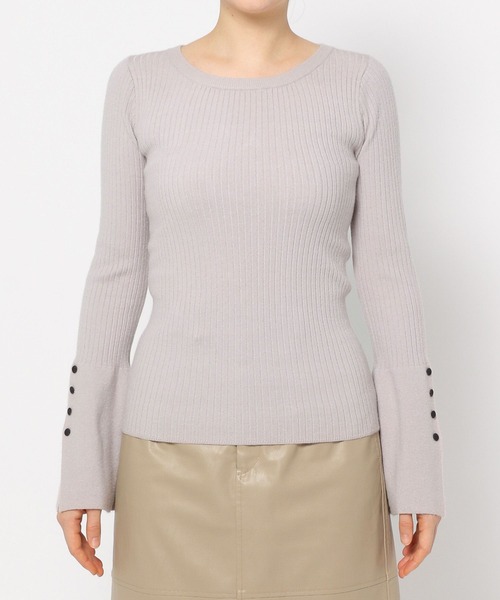 mysty woman（ミスティウーマン）の「フレアカフスリブニットプルオーバー 152818（ニット/セーター・レディース・オフホワイト/ブラック/ライトグレー・FREE）」の11枚目の写真