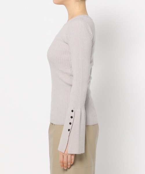 mysty woman（ミスティウーマン）の「フレアカフスリブニットプルオーバー 152818（ニット/セーター・レディース・オフホワイト/ブラック/ライトグレー・FREE）」の12枚目の写真