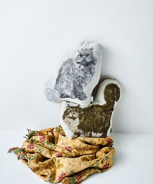 studio CLIP（スタディオクリップ）の「【Orneko BY CLIP】ネコモチーフクッション（クッション/クッションカバー・レディース・グレー/ブラウン・FREE）」の3枚目の写真