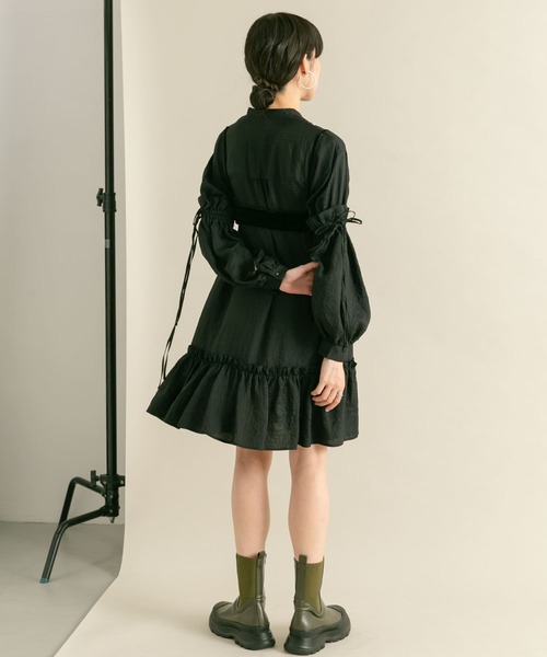 セール】ボリュームスリーブストライプミニワンピース（ワンピース