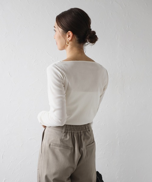 Bonjour Sagan(ボンジュールサガン)の「前後2WAYシアーベロアトップス(Tシャツ/カットソー・レディース・オフホワイト/チャコールグレー/ブラック・FREE)」の8枚目の写真