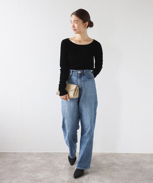 セール】前後2WAYシアーベロアトップス（Tシャツ/カットソー