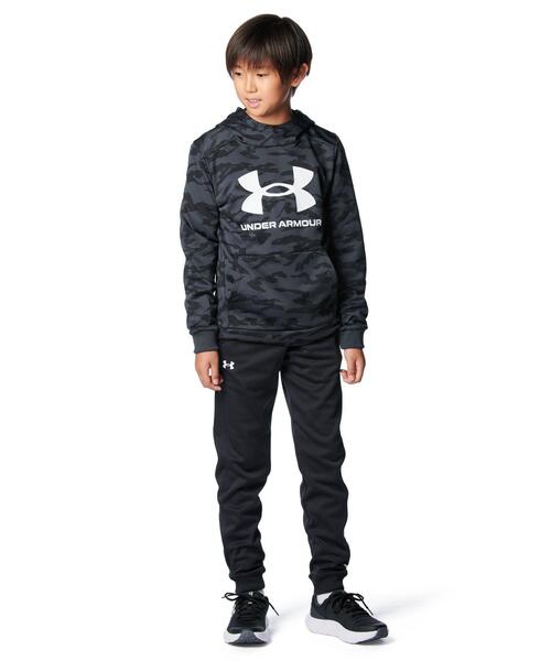 UNDER ARMOUR（アンダーアーマー）の「UAアーマーフリース プリント ビッグロゴ フーディー（トレーニング/キッズ）（スウェット・キッズ・ブラック・150cm/160cm/140cm/130cm）」の3枚目の写真